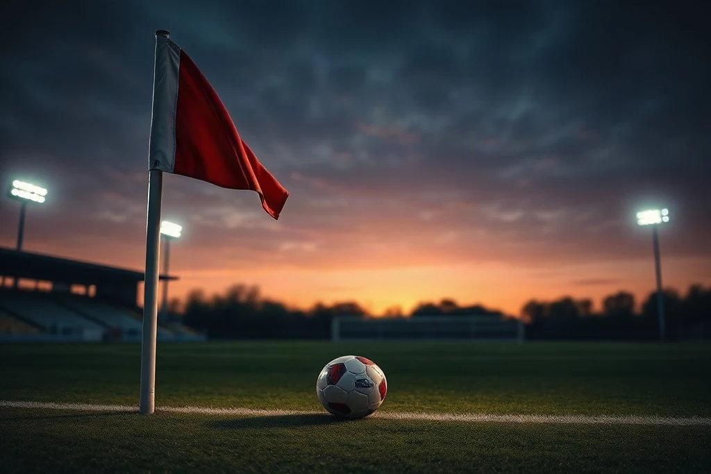 Tênis de futebol e bola em campo sintético