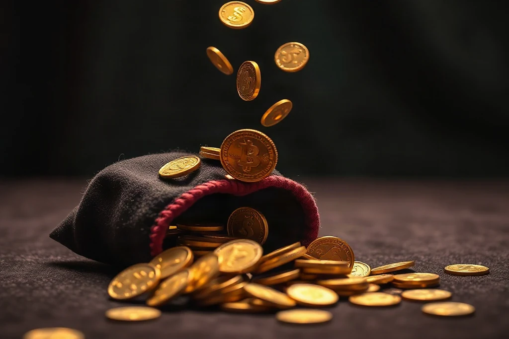 Presente embrulhado em papel escuro com laço dourado