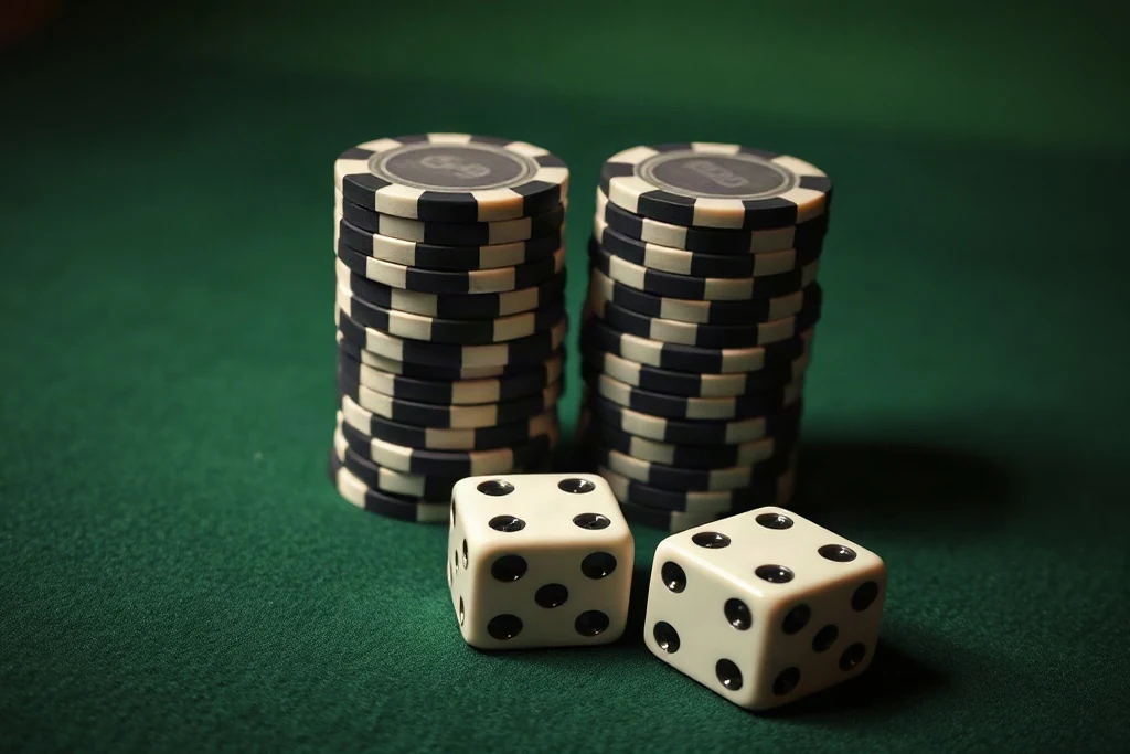 Roleta de cassino em close com fichas sobre a mesa