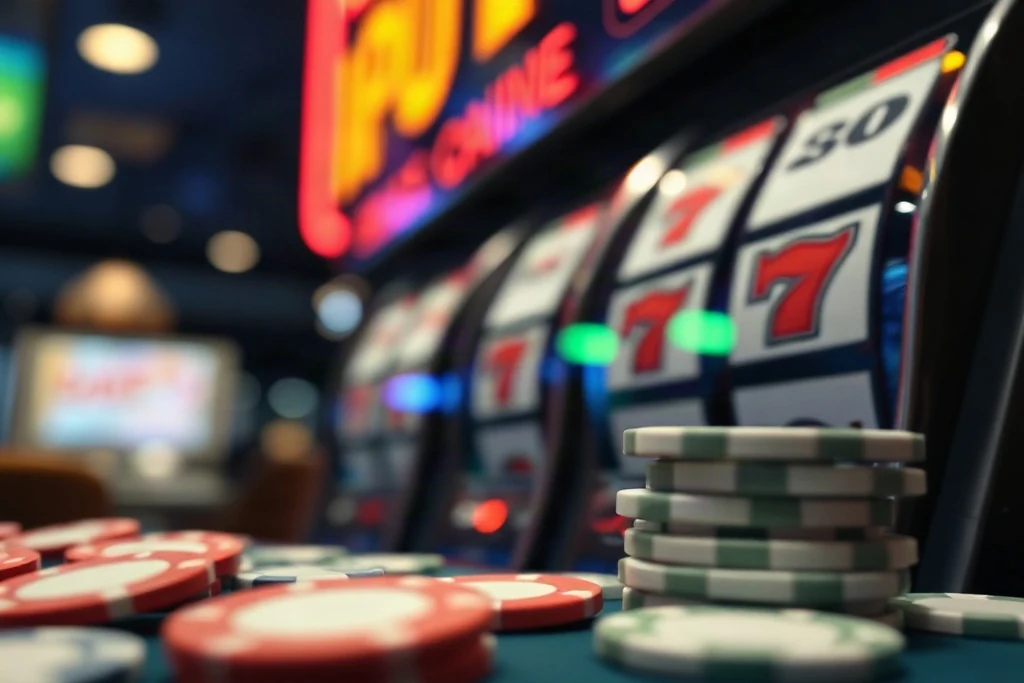 Cartas de baralho e fichas sobre mesa de blackjack