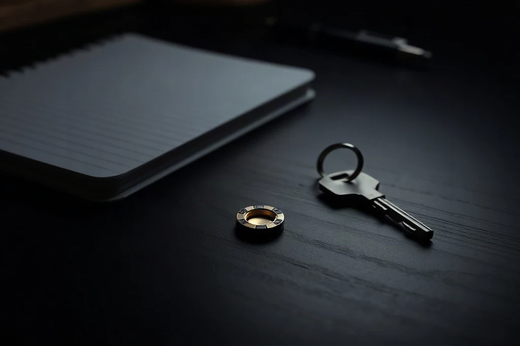 Tela de login em smartphone sobre mesa escura com luz azul