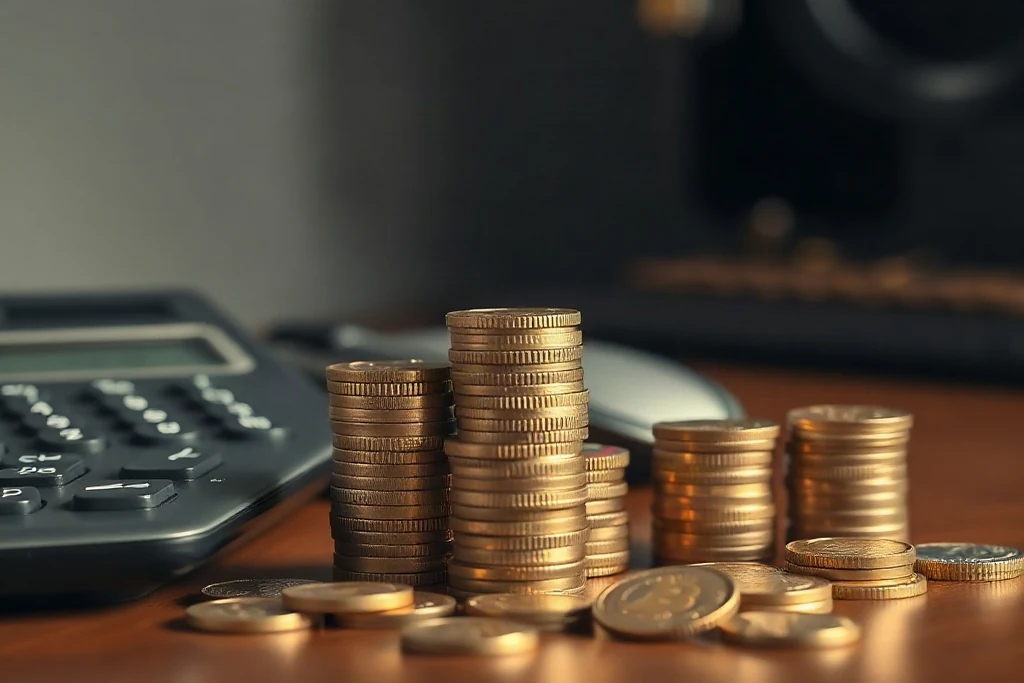Gestão de banca: as regras que protegem seu dinheiro Calculadora, caderno e caneta sobre mesa escura